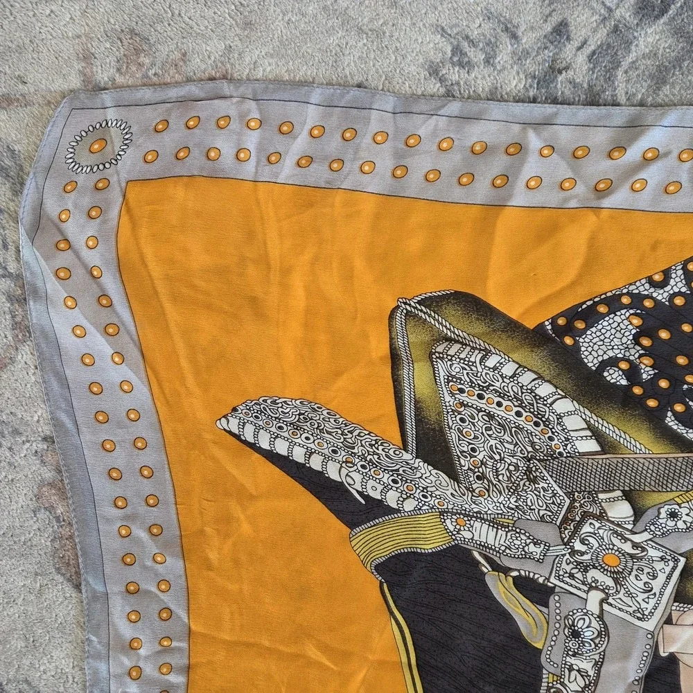 Hermès Selle de Dignitaire Silk Scarf Shawl Wlodek Kaminski Orange Made France